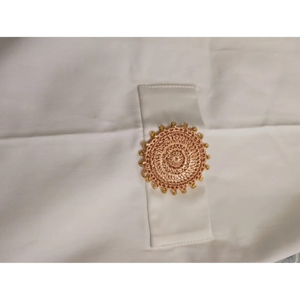 My Beachy Side Amber Mini Dress White Cotton Resort Crochet Medallion New Size M